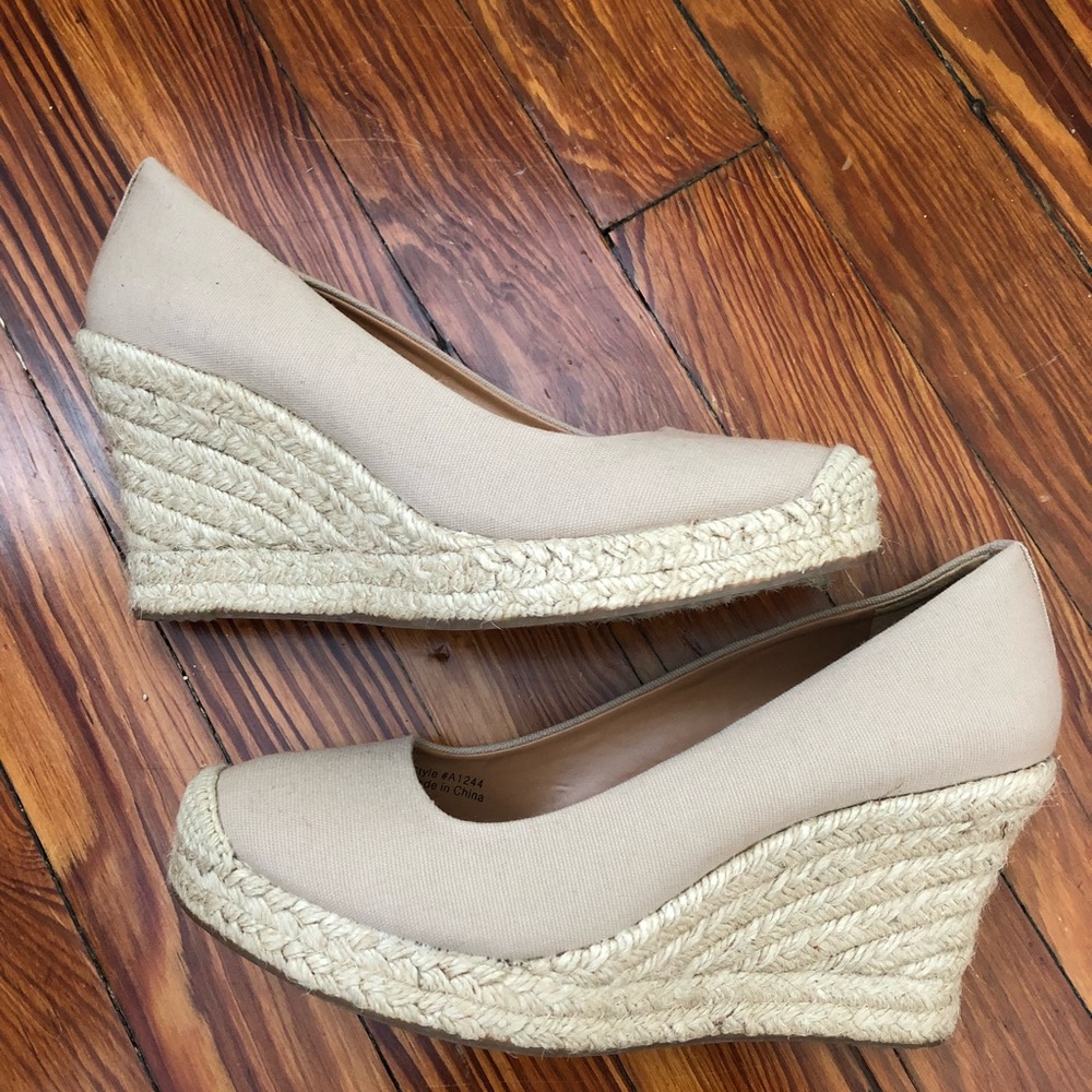 J Crew Canvas Espadrilles Wedges.  Color: Flax.